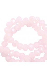 Faceted glass beads 3x2mm disc Blush pink-pearl shine coating